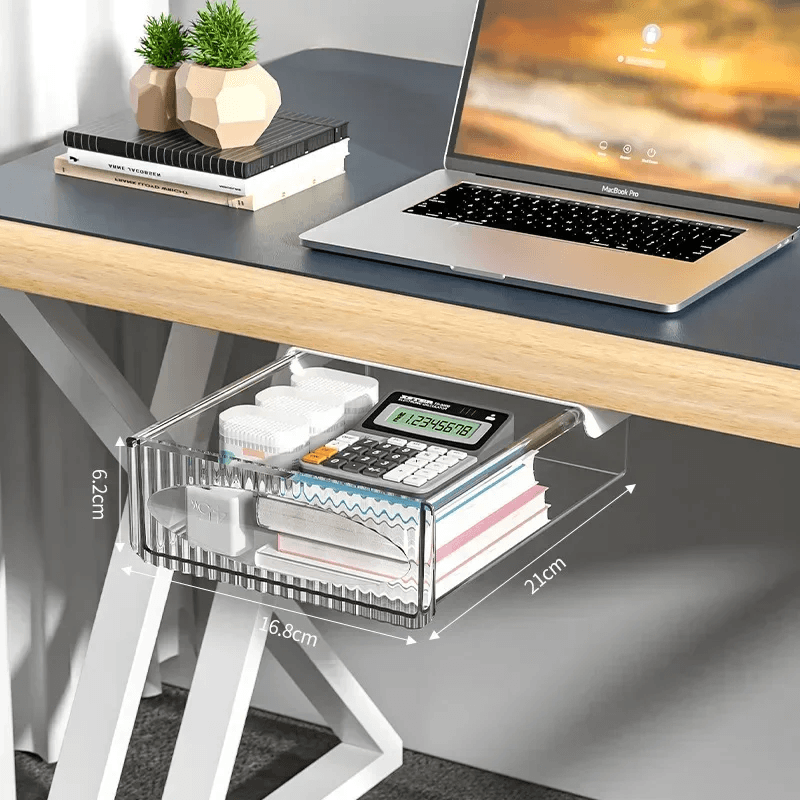 Invisible UnderDesk PullOut Storage Box Large Capacity Hanging Shelf Drawer 7