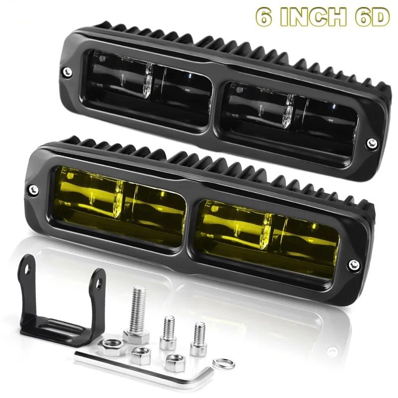 6D LED Light Bar Yellow White Fog Light, LED Work Light For Car, Motorcycle, Offroad, ATV, Truck, Tractor
