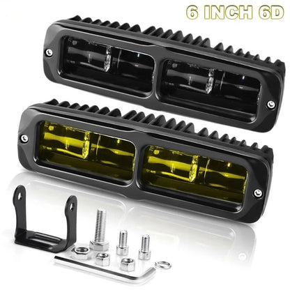 6D LED Light Bar Yellow White Fog Light, LED Work Light For Car, Motorcycle, Offroad, ATV, Truck, Tractor