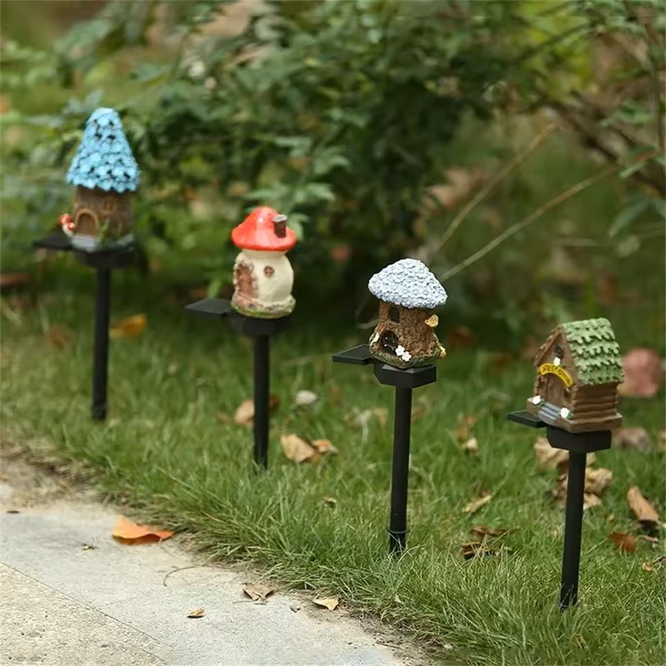 Solar Resin Mushroom House Light For Garden And Lawn Decoration 1
