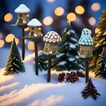 Solar Resin Mushroom House Light For Garden And Lawn Decoration 4