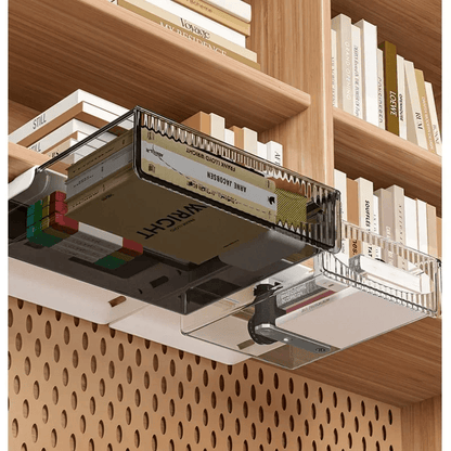Invisible UnderDesk PullOut Storage Box Large Capacity Hanging Shelf Drawer 3