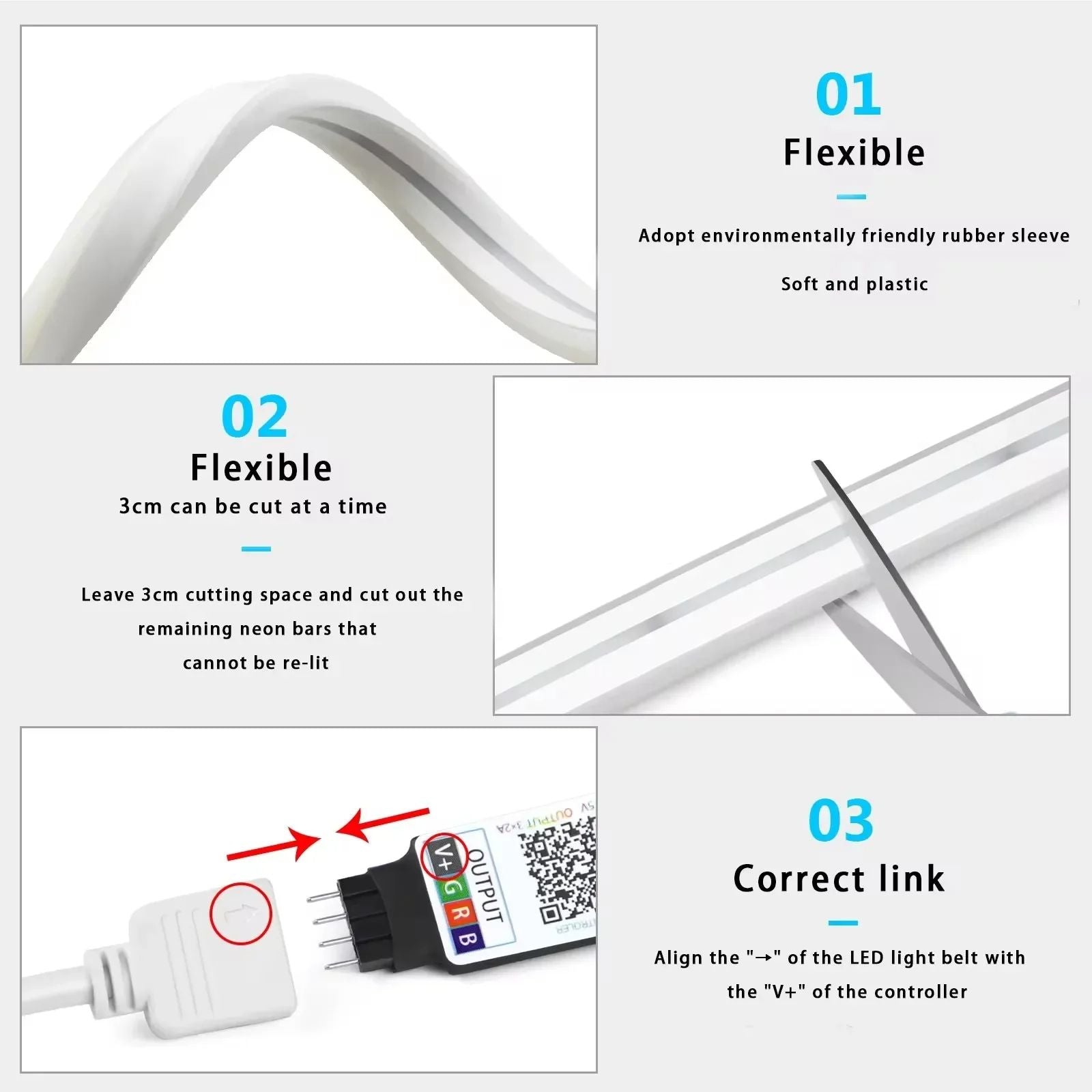 Flexible RGB Neon LED Strip IP65 Waterproof USB DIY Neon Ribbon With Tuya Smart Life App  Voice Con 4