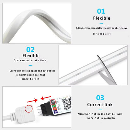 Flexible RGB Neon LED Strip IP65 Waterproof USB DIY Neon Ribbon With Tuya Smart Life App  Voice Con 4