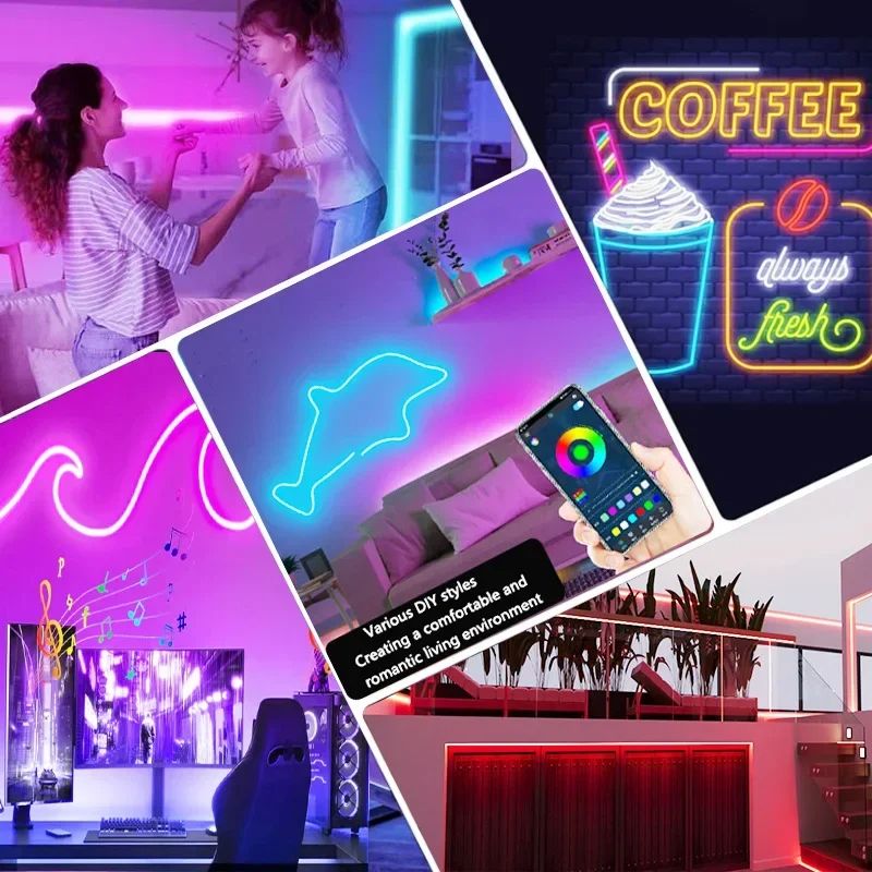 Flexible RGB Neon LED Strip IP65 Waterproof USB DIY Neon Ribbon With Tuya Smart Life App  Voice Con 5