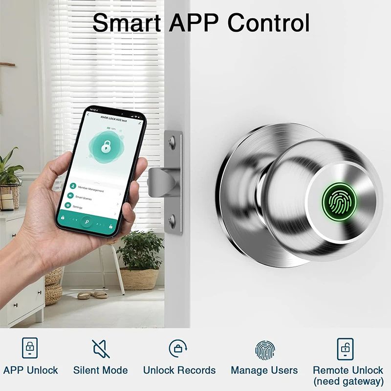 CIEPOJIET Bluetooth Smart Lock Tuya Fingerprint Door Lock With Keyless Entry Secure Tuya App  Key C 1