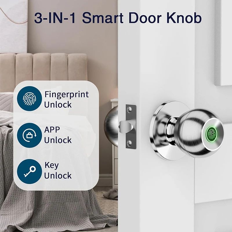 CIEPOJIET Bluetooth Smart Lock Tuya Fingerprint Door Lock With Keyless Entry Secure Tuya App  Key C 4