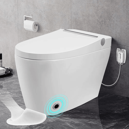 Heated Seat Smart One-Piece Toilet, Automatic Flush, Foot Sensor & Blue Night Light