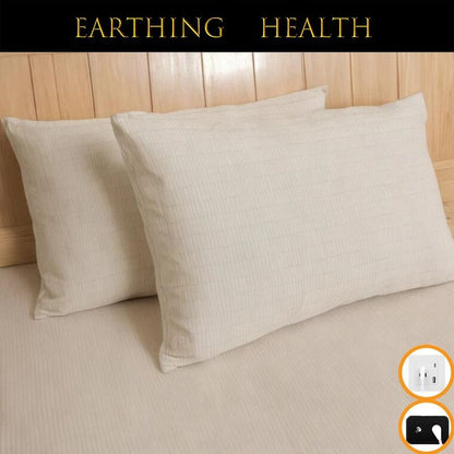 Earthed Silver Fiber Pillowcase with Earthing Cord, Organic Cotton Grounding EMF Protection Kit for Better Sleep