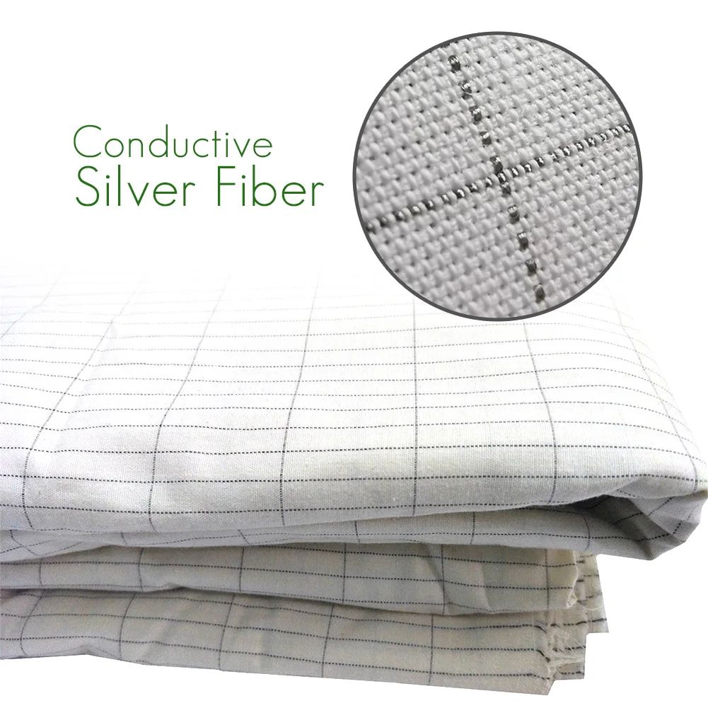 Earthed Silver Fiber Pillowcase With Earthing Cord Organic Cotton Grounding EMF Protection Kit For  4