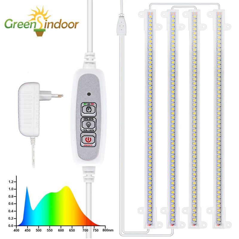 Full Spectrum Indoor LED Grow Light, USB Timer Phytolamp for Hydroponics, Seedlings, Herbs & Houseplants, Dimmable Lamp