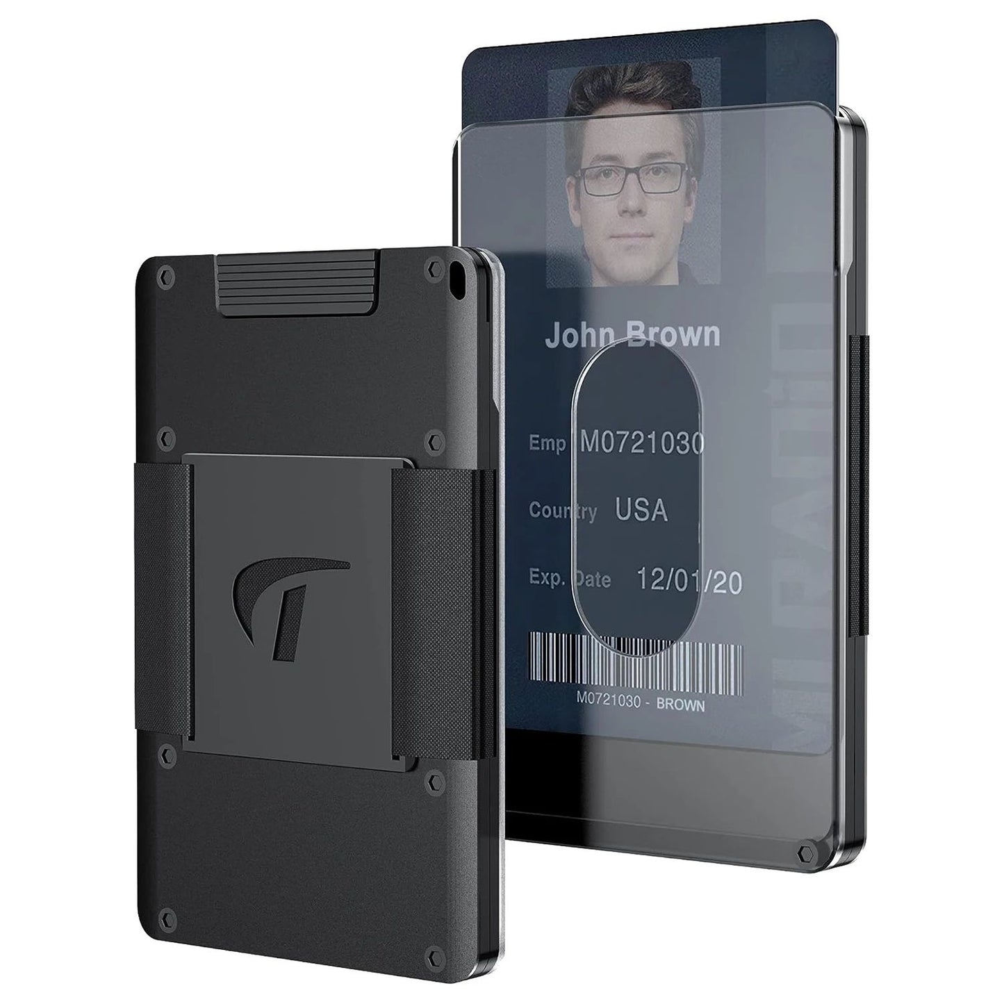 Aluminum Minimalist Wallet for Men, Slim Stretchable Belt Draw-Out Metal Card Holder with RFID Protection & Cash Strap