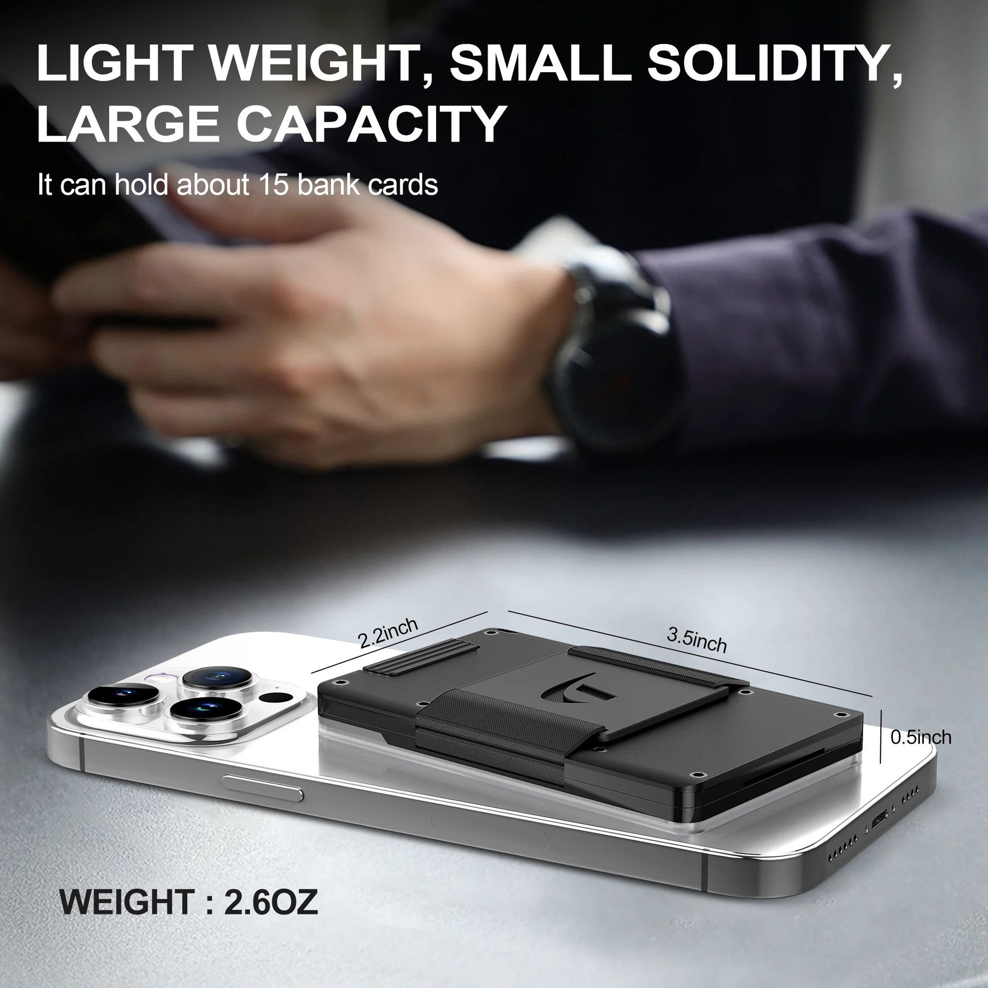 Aluminum Minimalist Wallet For Men Slim Stretchable Belt DrawOut Metal Card Holder With RFID Protec 4