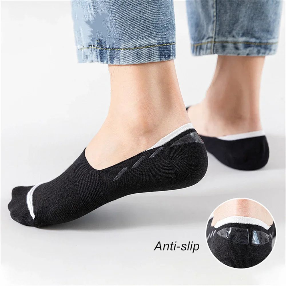 Men Cotton Boat Socks Summer Silicone Non Slip Invisible Thin SweatAbsorbing Male Ankle Sock Slippe 2