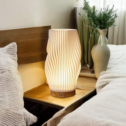 French Cream Style 3D Pleated Desk Lamp Bedroom  Study Atmosphere 3
