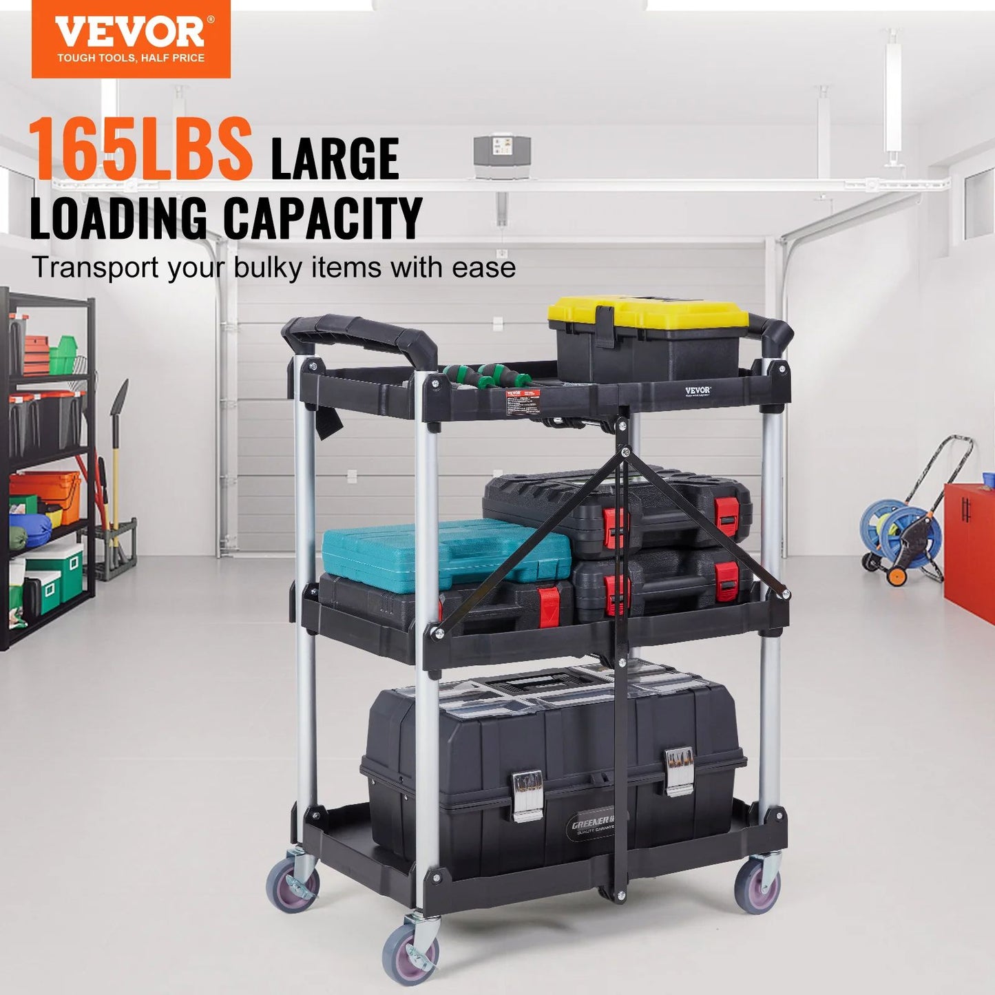 VEVOR Folding Rolling Utility Cart Storage Shelf Slim Slide Organizer Movable Gap Rack For Kitchen  1