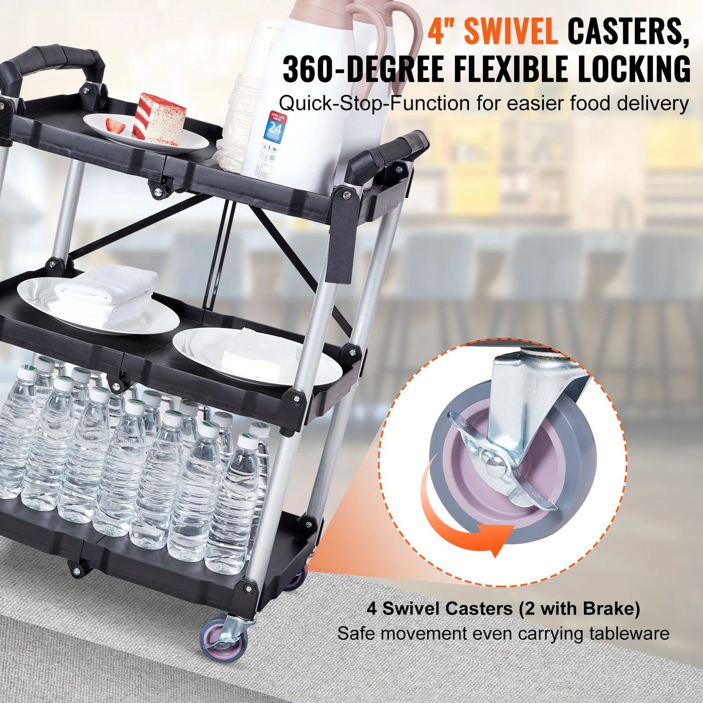 VEVOR Folding Rolling Utility Cart Storage Shelf Slim Slide Organizer Movable Gap Rack For Kitchen  2