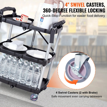 VEVOR Folding Rolling Utility Cart Storage Shelf Slim Slide Organizer Movable Gap Rack For Kitchen  2