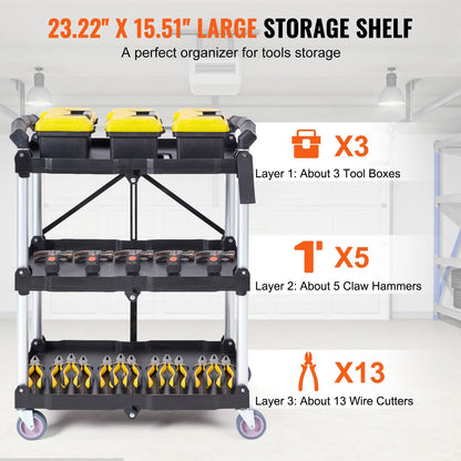 VEVOR Folding Rolling Utility Cart Storage Shelf Slim Slide Organizer Movable Gap Rack For Kitchen  3