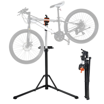 Heavy-duty VEVOR Bike Repair Stand with Adjustable Height, Magnetic Tool Tray, Telescopic Arm & Foldable Aluminum Design