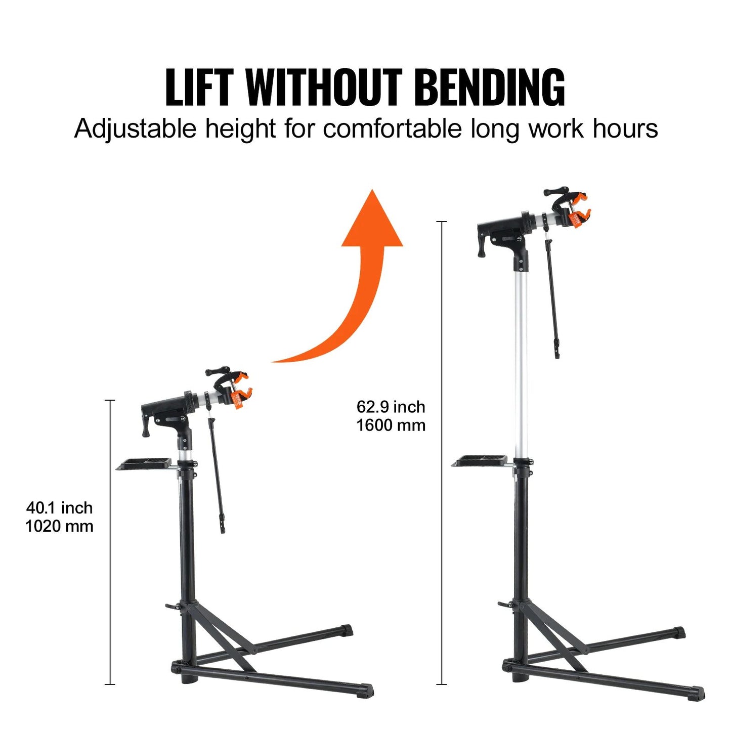 Heavyduty VEVOR Bike Repair Stand With Adjustable Height Magnetic Tool Tray Telescopic Arm  Foldabl 2
