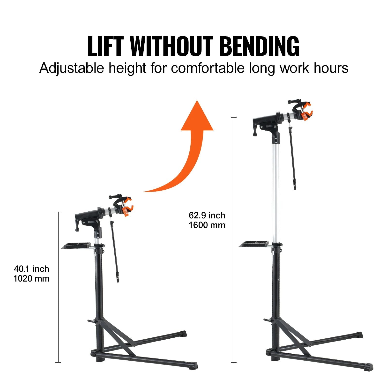 Heavyduty VEVOR Bike Repair Stand With Adjustable Height Magnetic Tool Tray Telescopic Arm  Foldabl 2