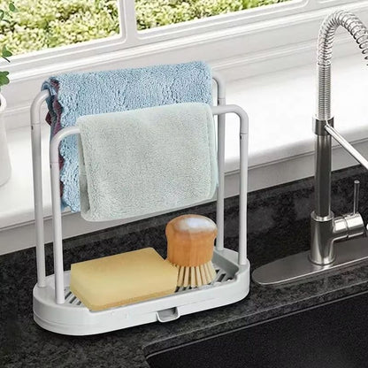 Detachable Kitchen Dishcloth Holder & Rag Hanger, Ventilated Sink Sponge Holder with Rotatable Design