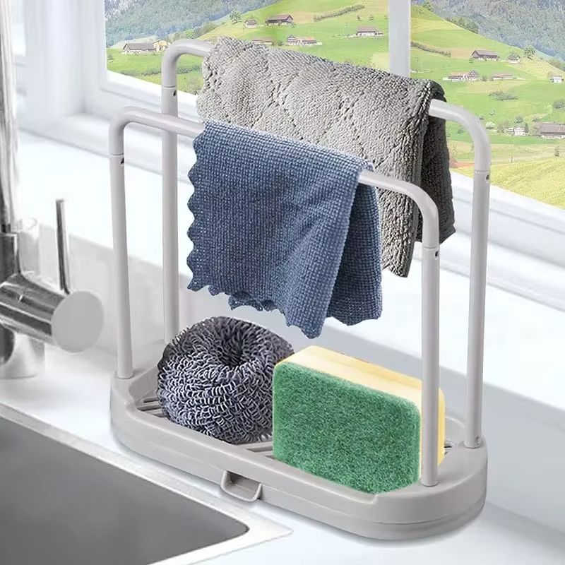 Detachable Kitchen Dishcloth Holder  Rag Hanger Ventilated Sink Sponge Holder With Rotatable Design 1