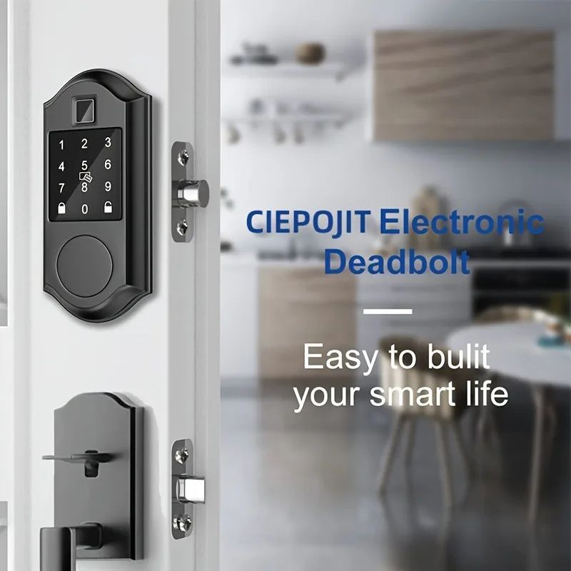 CIEPOJIT Smart Fingerprint Deadbolt Door Lock Electric Keyless Entry Door Lock With Auto Lock Keypa 1
