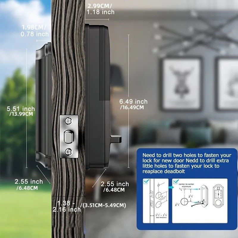 CIEPOJIT Smart Fingerprint Deadbolt Door Lock Electric Keyless Entry Door Lock With Auto Lock Keypa 4