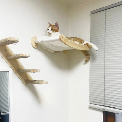 Cat Hammock Stairway with Sisal Rope Wall-Mounted Climbing Shelf, Scratching Toy, and Perch for Kitten Cats Space Saving