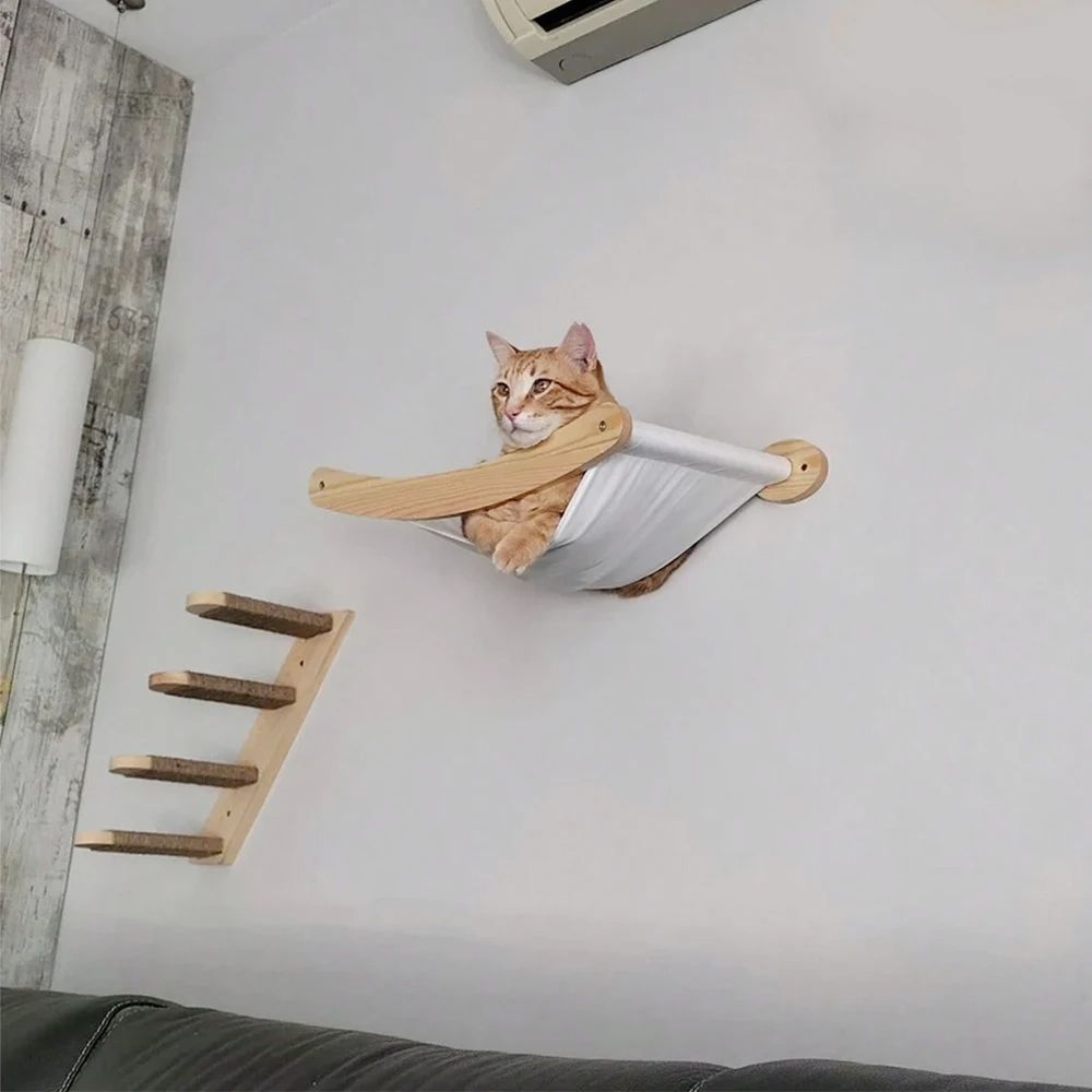 Cat Hammock Stairway With Sisal Rope WallMounted Climbing Shelf Scratching Toy And Perch For Kitten 2
