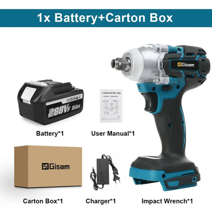 Professional 520NM Brushless Impact Wrench12Drive Cordless Power Tool For Makita 18V Batteries Not  8