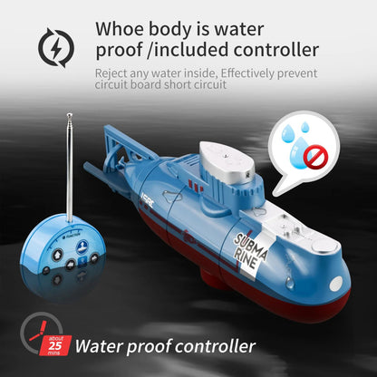 Waterproof Mini RC Submarine Remote Control Diving Boat Simulation Toy Model, Perfect Gift for Kids, Boys and Girls