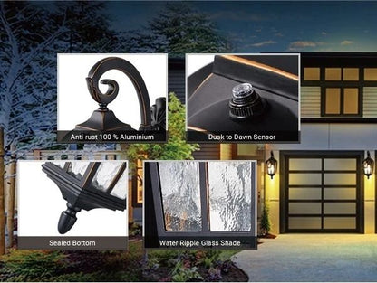 Wall Lamp Outdoor Light Fixtures Dusk To Dawn Lanterns For Porch Patio Or Garage 4