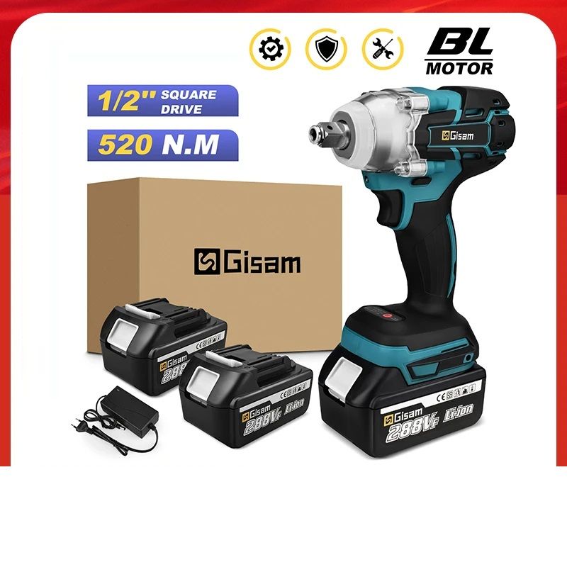 Professional 520N.M Brushless Impact Wrench,1/2"Drive Cordless Power Tool for Makita 18V Batteries (Not for BL1813G/Dc18