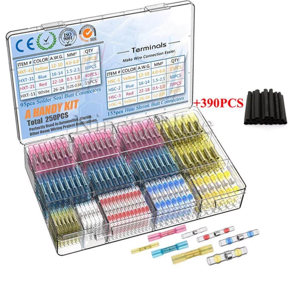 Heat Shrinkable Wire Connectors SST21 Waterproof Sleeve For AWG2218 Butt Electrical Splice Tinned S 8