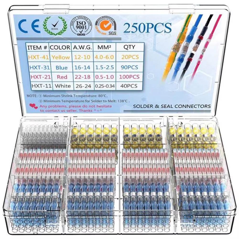 Heat Shrinkable Wire Connectors SST21 Waterproof Sleeve For AWG2218 Butt Electrical Splice Tinned S 7
