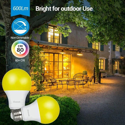 LED Bug Light Bulbs Outdoor 4 Pack A19 Yellow Bulbs For Porch  Patio 600LM E26 Base 2