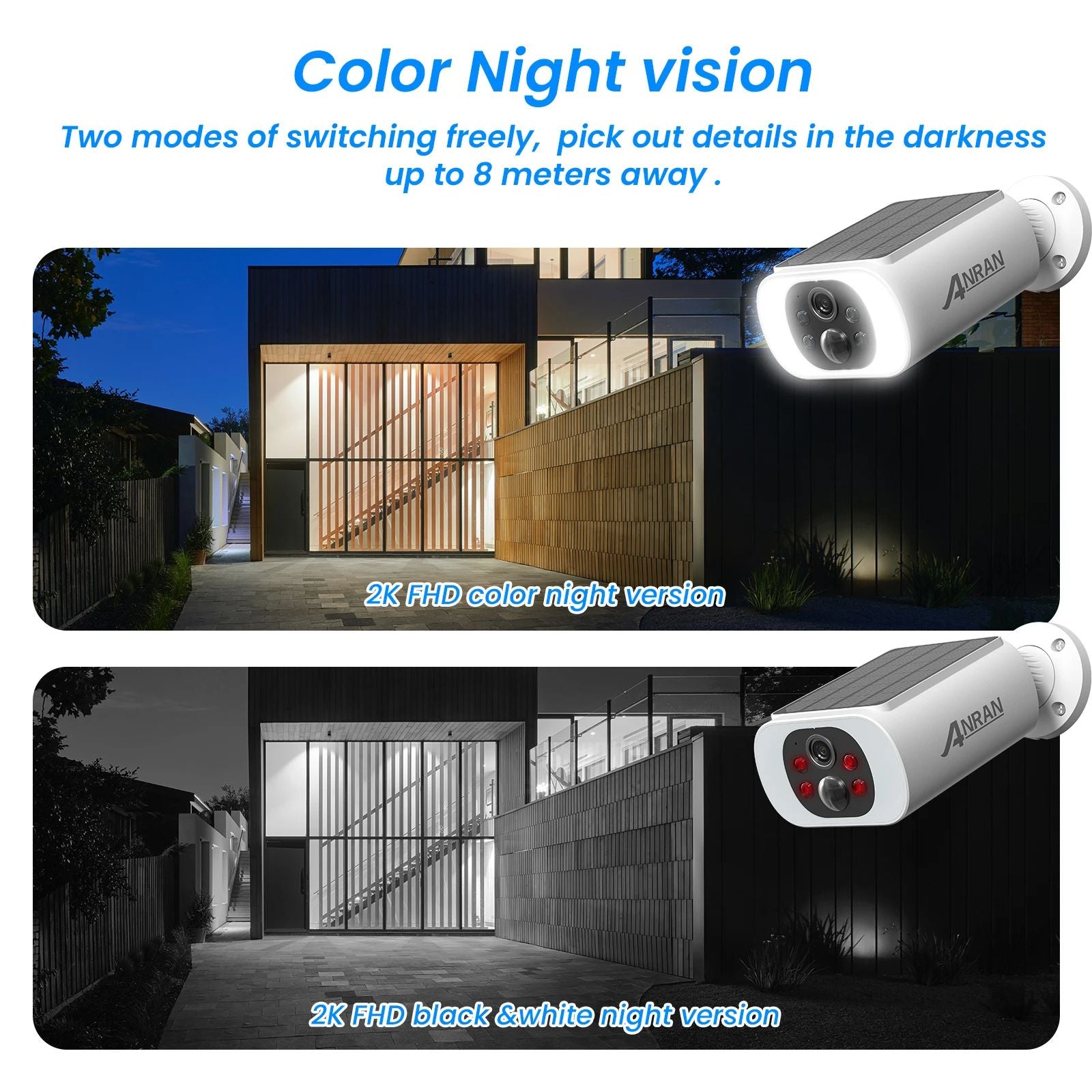 ANRAN Outdoor Solar Security Camera 3MP HD Wireless 24G WiFi Camera With Battery Cloud Storage Colo 4