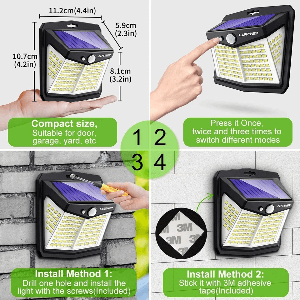 LED Solar Security Light Outdoor PIR Motion Sensor Waterproof Solar Powered Flood Lamp 2