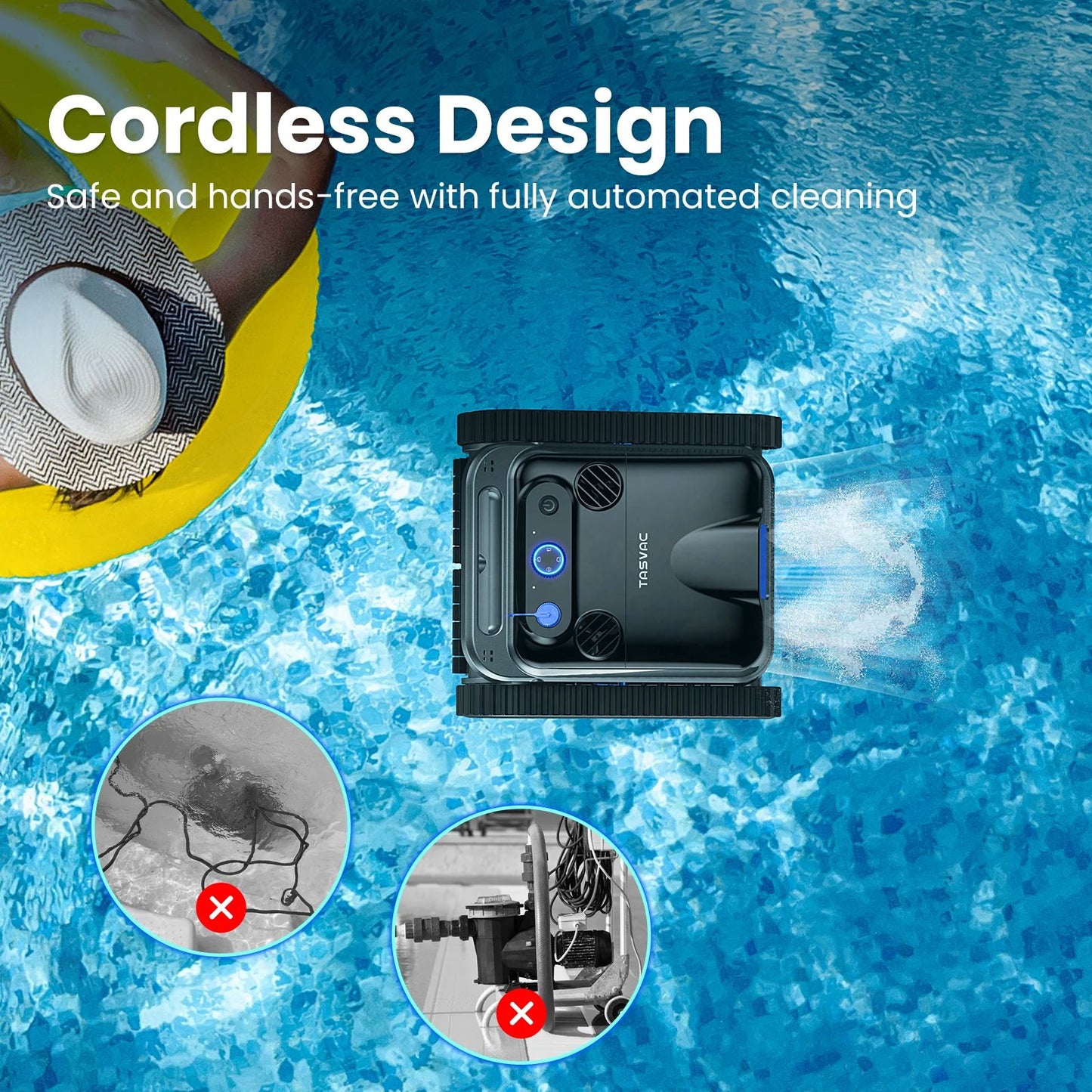Premium Cordless Robotic Pool Vacuum Cleaner For Inground Pools With Motors Wall  Waterline Cleanin 5