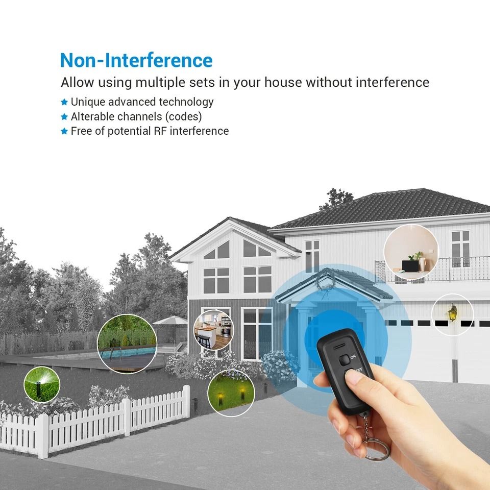 Weatherproof Wireless Remote Outlet For Outdoor Lights Electrical Plug Switch 3