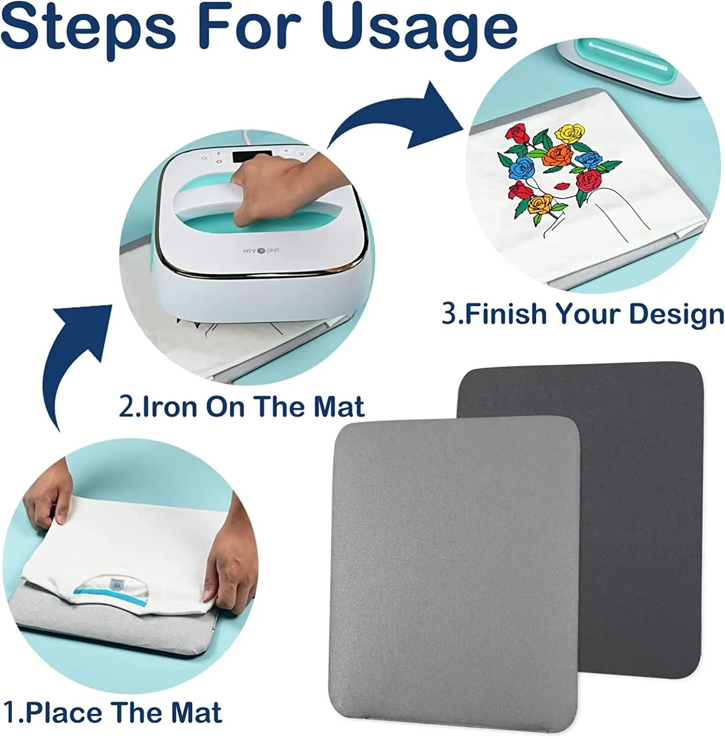 HTVRONT Heat Press Mat For Heat Press Machines DoubleSided Ironing Mat For HTV TShirts  Sublimation 2
