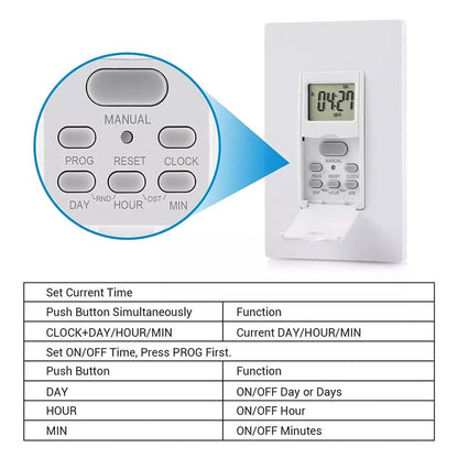 7Day Programmable InWall Digital Timer Switch For Fans  Lights 3