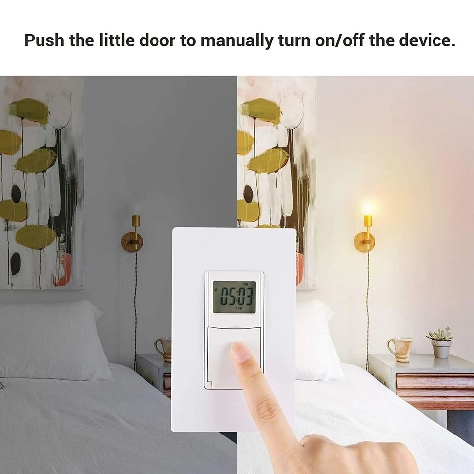 7Day Programmable InWall Digital Timer Switch For Fans  Lights 4