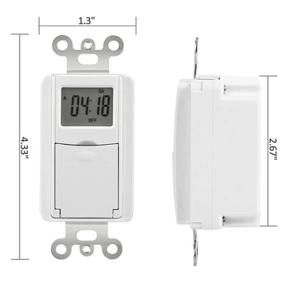 7Day Programmable InWall Digital Timer Switch For Fans  Lights 8