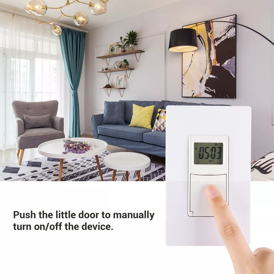 7Day Programmable InWall Digital Timer Switch For Fans  Lights 6