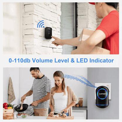 Wireless Doorbell Plug  Play Waterproof Door Bell Kit 45 Chimes LED Flash 4 Volume Levels 5