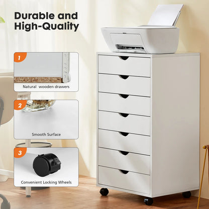 Drawer Chest Dresser With Wheels Mobile Storage Cabinet Wooden Nightstand  Office Organizer For Liv 2